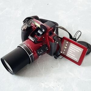 Nikon Burgundy Digital Camera with Extended Lens